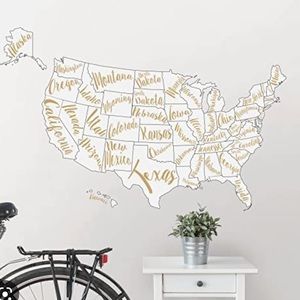 New in Packaging WallPops Metallic Script Map Wall Art